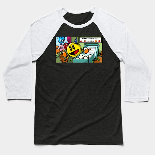 Happy Birthday Pac-Man Baseball T-Shirt by Chaosblue